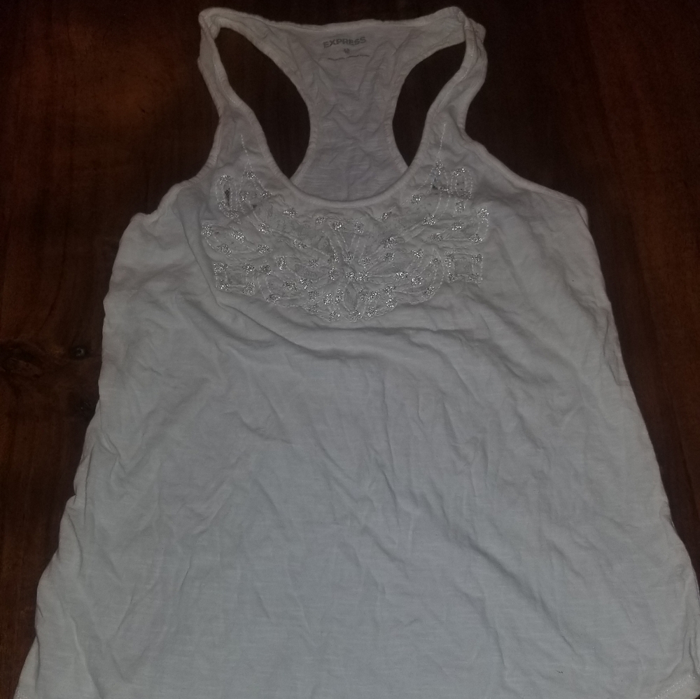 Express razorback embellished muscle tee